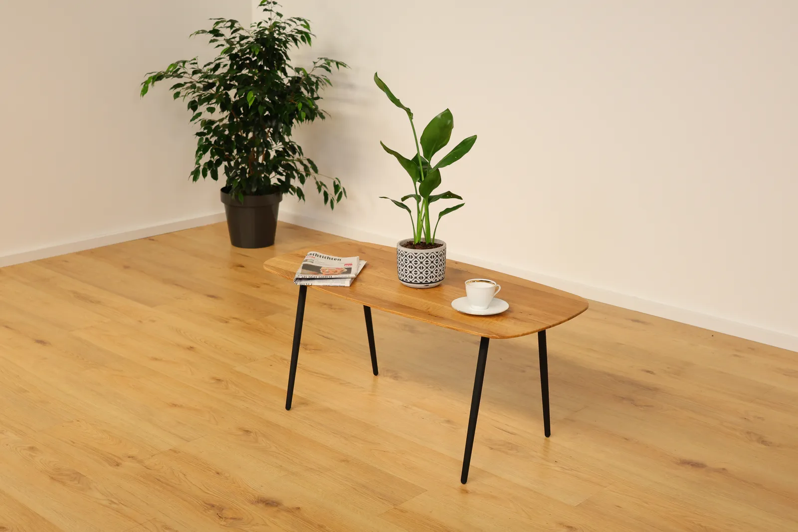The Oslo European Oak Coffee Table with Tapered Legs – product view 2