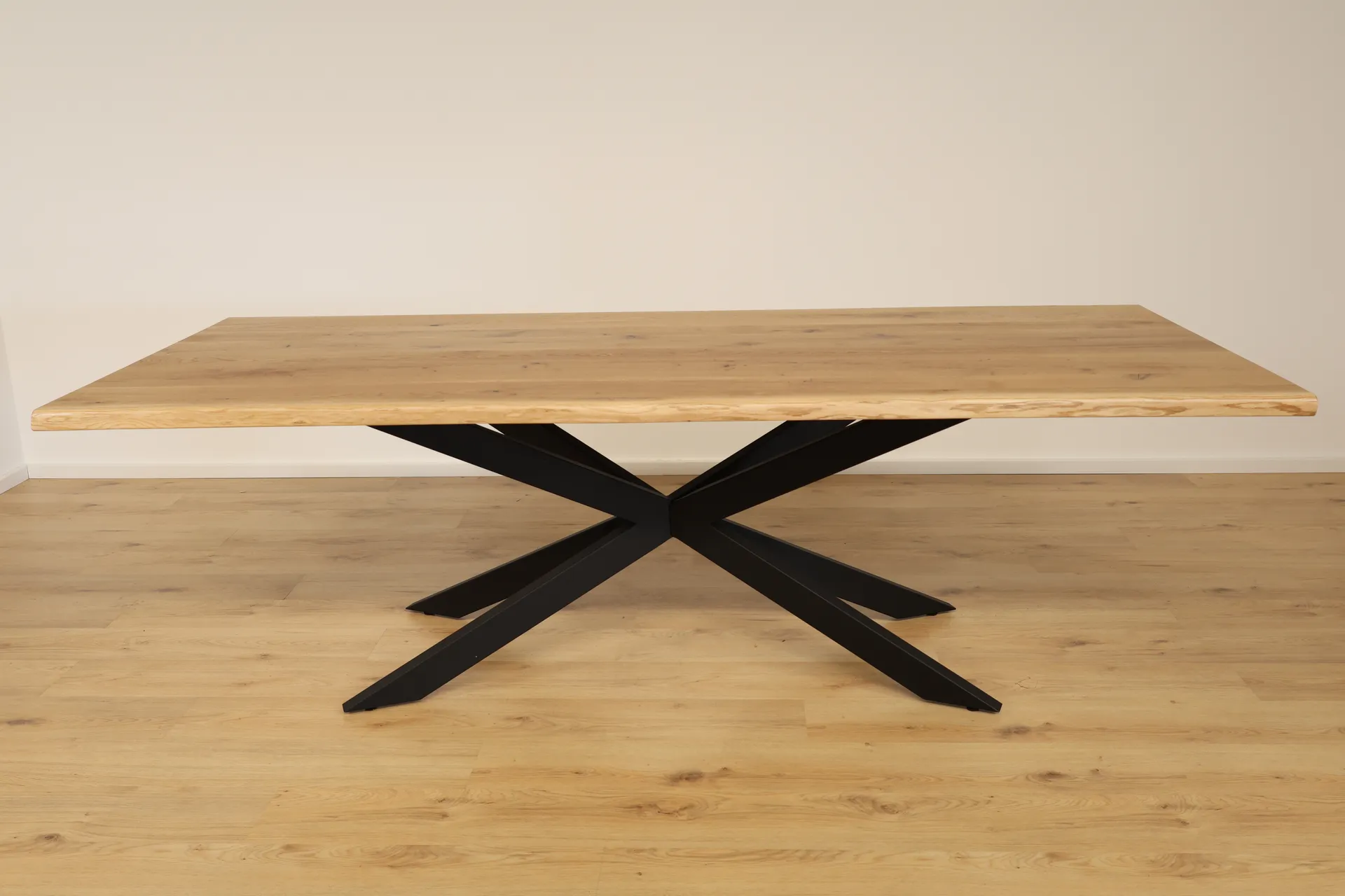 The Apex Beveled Rectangular Oak Table with Spider Legs