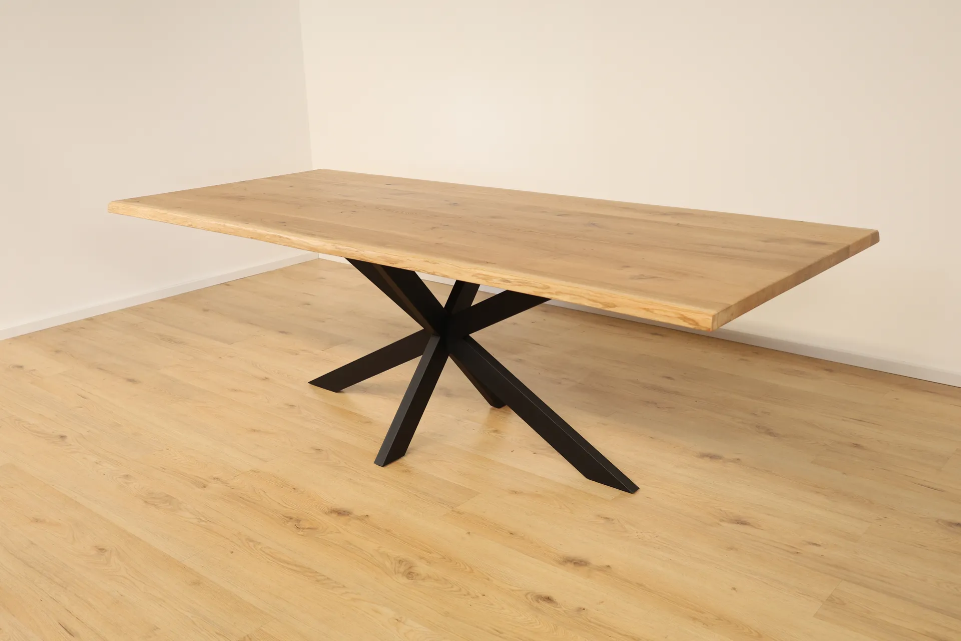 The Apex Beveled Rectangular European Oak Table with Spider Legs – product view 8