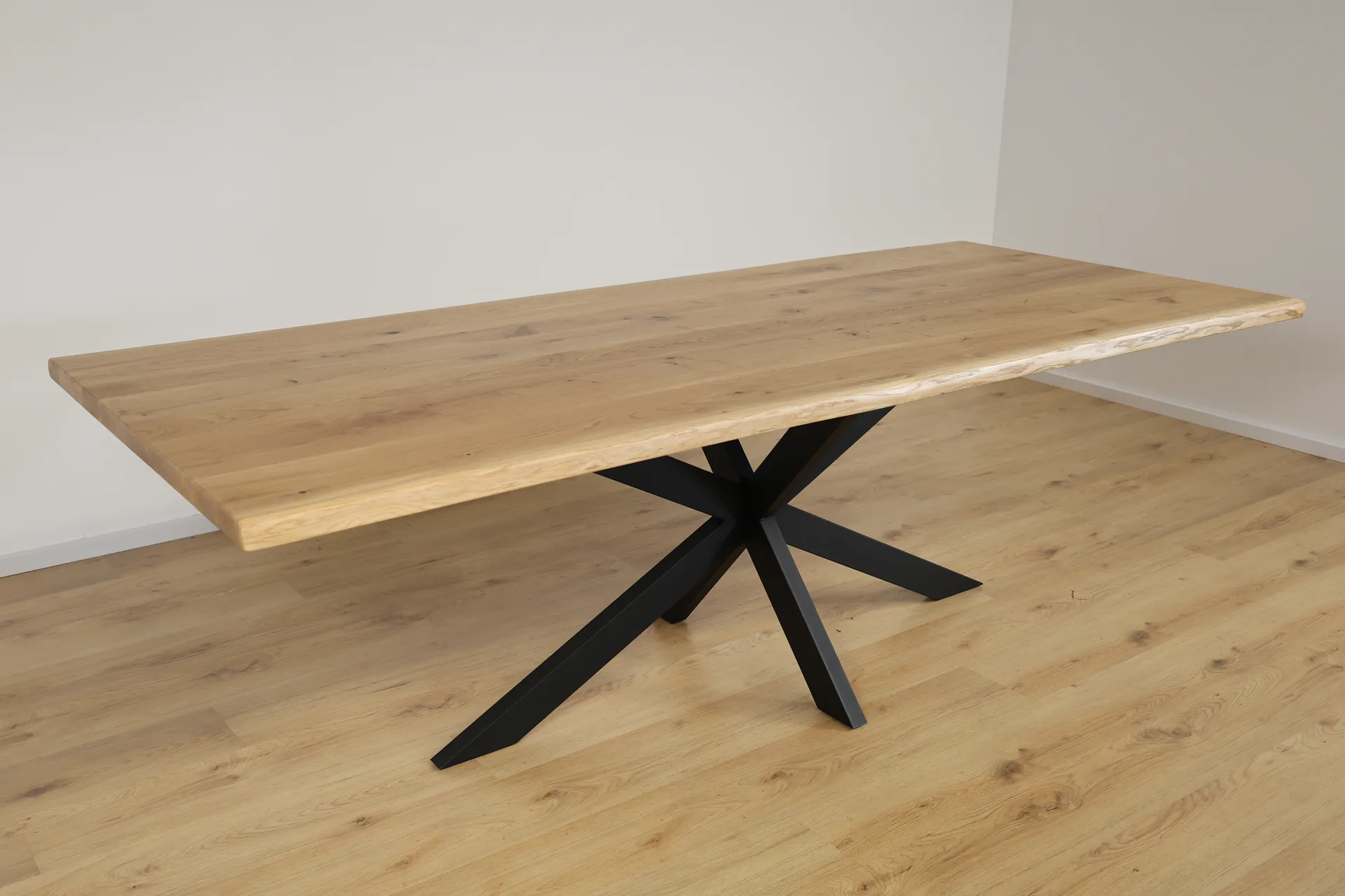 The Apex Beveled Rectangular European Oak Table with Spider Legs – product view 10