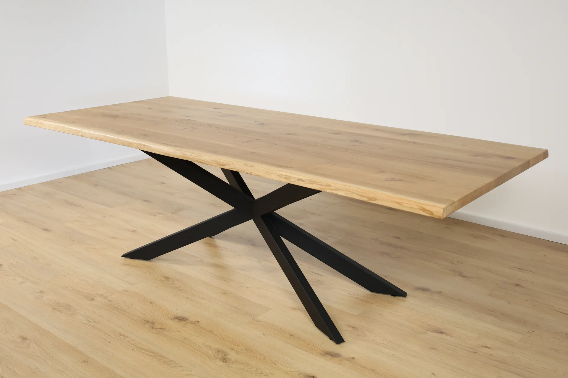 The Apex Beveled Rectangular European Oak Table with Spider Legs – product view 2