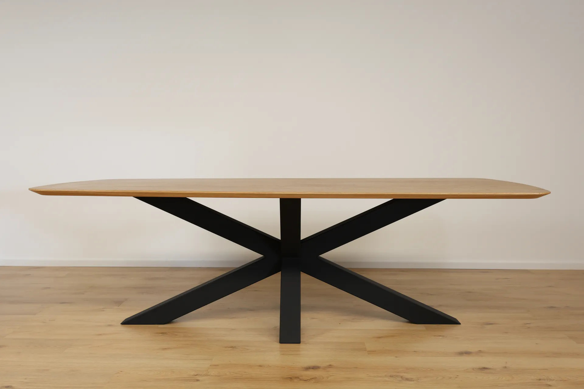 The Solstice Oval European Oak Dining Table with Spider Base – product view 3