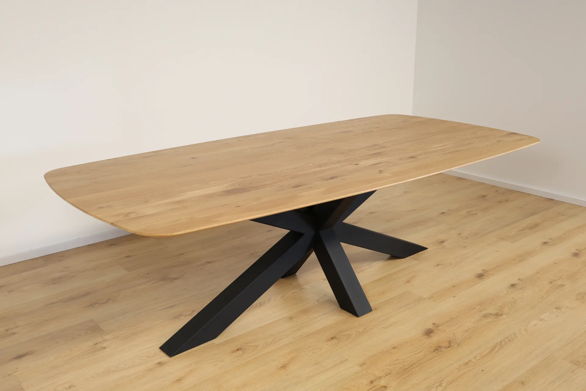 The Solstice Oval European Oak Dining Table with Spider Base – product view 8