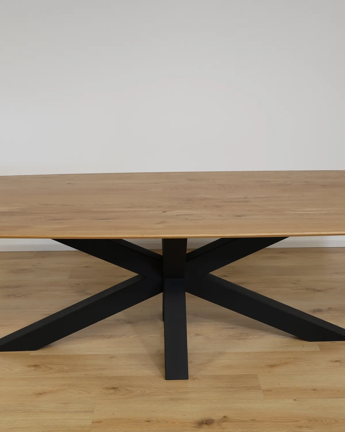 The Solstice Oval European Oak Dining Table with Spider Base – product view 12
