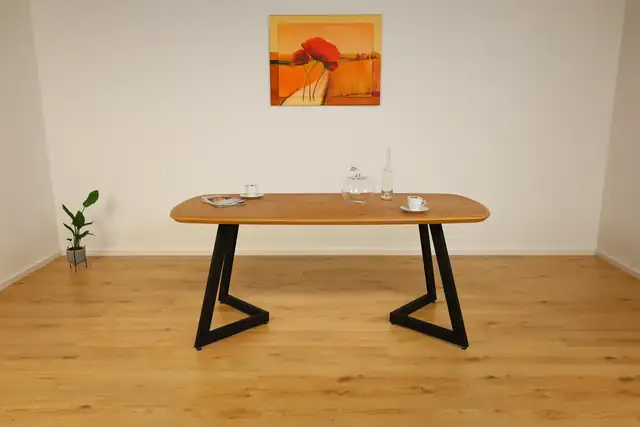 The Vista European Oak Dining Table with Angular V-Base