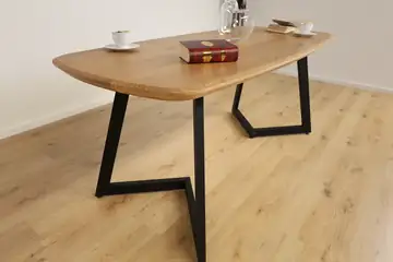 The Vista European Oak Dining Table with Angular V-Base – product view 2