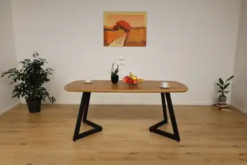 The Vista European Oak Dining Table with Angular V-Base – product view 5