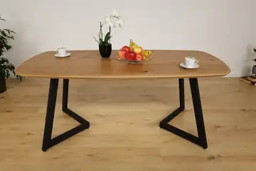 The Vista European Oak Dining Table with Angular V-Base – product view 6