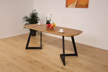 The Vista European Oak Dining Table with Angular V-Base – product view 7