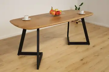 The Vista European Oak Dining Table with Angular V-Base – product view 12
