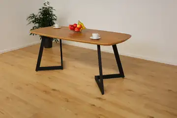 The Vista European Oak Dining Table with Angular V-Base – product view 14