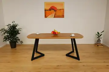 The Vista European Oak Dining Table with Angular V-Base – product view 15