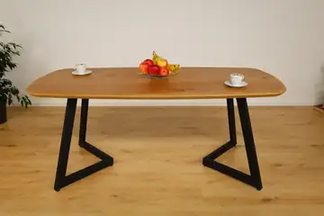 The Vista European Oak Dining Table with Angular V-Base – product view 16