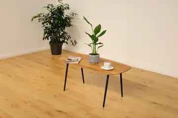 Couchtisch aus massiver Eiche 100 × 50 cm – Schweizer Kante – Produktansicht 2