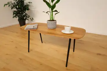 Couchtisch aus massiver Eiche 100 × 50 cm – Schweizer Kante – Produktansicht 3