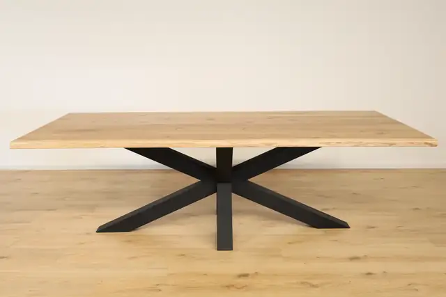 The Forest Edge Live-Edge Oak Dining Table with Spider Base