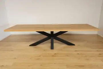 The Horizon Rectangular European Oak Dining Table with X-Frame Legs