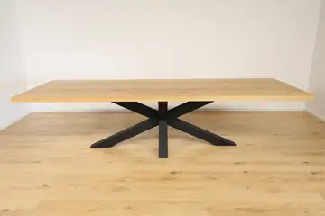 The Horizon Rectangular European Oak Dining Table with X-Frame Legs – product view 2