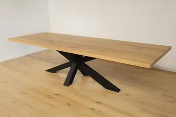 The Horizon Rectangular European Oak Dining Table with X-Frame Legs – product view 4
