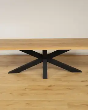 The Horizon Rectangular European Oak Dining Table with X-Frame Legs – product view 10