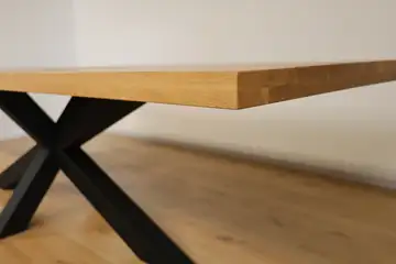 The Horizon Rectangular European Oak Dining Table with X-Frame Legs – product view 5