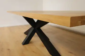 The Horizon Rectangular European Oak Dining Table with X-Frame Legs – product view 6