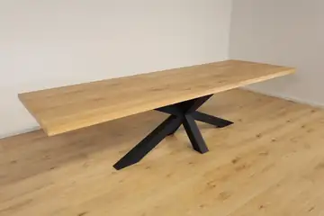 The Horizon Rectangular European Oak Dining Table with X-Frame Legs – product view 7