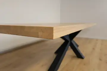 The Horizon Rectangular European Oak Dining Table with X-Frame Legs – product view 9