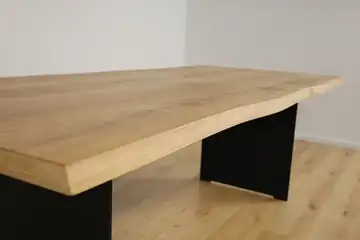 Live edge dining table made of solid oak 220 × 100 cm | 40 mm | Solid steel frame