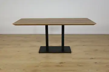 The Metro Rectangular Oak Bistro Table with Twin Legs