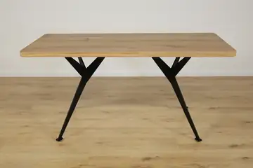 Esstisch Eiche 160 × 80 cm | Massivholz | Gerade Kante | Schwarzes Metallgestell – Produktansicht 3