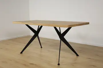 Esstisch Eiche 160 × 80 cm | Massivholz | Gerade Kante | Schwarzes Metallgestell – Produktansicht 5
