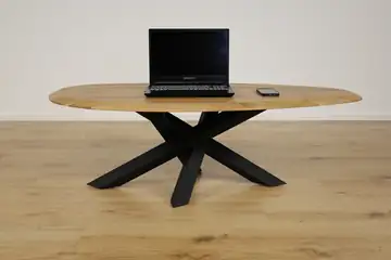 The Solstice Oval Oak Coffee Table with Spider Base