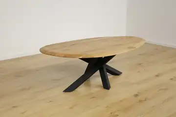 Coffee table made of solid oak in an organic shape – product view 7